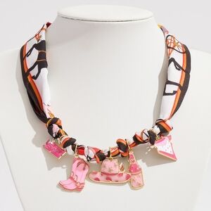 Black Gold Western Cowboy Boot Hat Fabric Scarf Charm Necklace Bracelet Rodeo